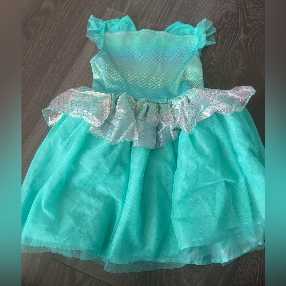 Disney Little Mermaid Girls Dress/Costume - Turquoise. Size S (6/6X) - Picture 4 of 5